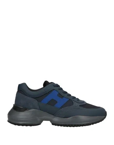 Hogan Man Sneakers Midnight Blue Size 9 Leather, Textile Fibers