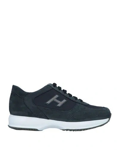 Hogan Man Sneakers Midnight Blue Size 9 Leather, Textile Fibers