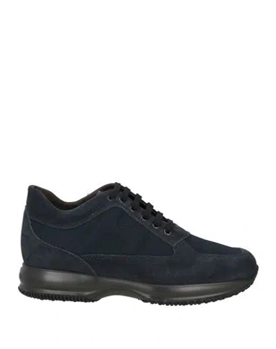 Hogan Man Sneakers Midnight Blue Size 9 Leather, Textile Fibers