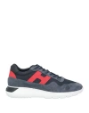 Hogan Man Sneakers Midnight Blue Size 9 Textile Fibers, Leather In Blue