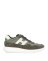Hogan Interactive Panelled Leather Sneakers In Green