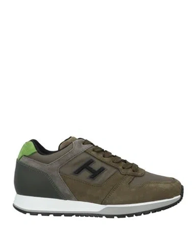 Hogan Man Sneakers Military Green Size 6.5 Leather, Textile Fibers