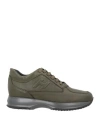 Hogan Man Sneakers Military Green Size 11 Soft Leather In Green