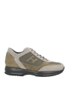 Hogan Man Sneakers Military Green Size 7.5 Leather, Textile Fibers
