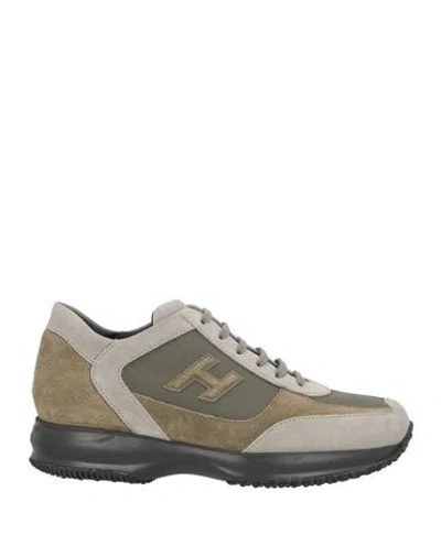 Hogan Man Sneakers Military Green Size 7.5 Leather, Textile Fibers