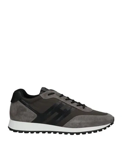 Hogan Man Sneakers Military Green Size 7.5 Soft Leather, Textile Fibers