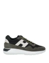 Hogan Man Sneakers Military Green Size 9 Leather In Green