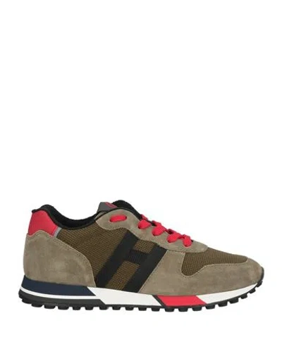 Hogan Man Sneakers Military Green Size 9 Leather, Textile Fibers