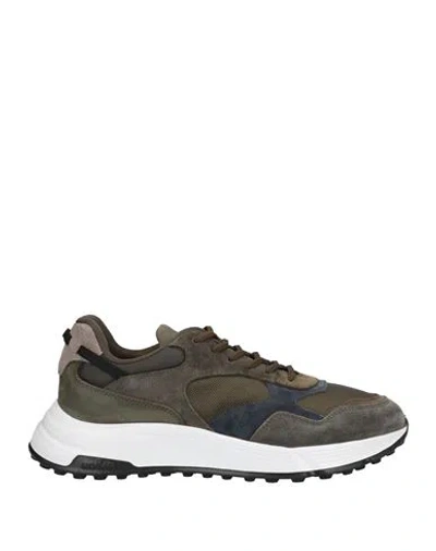 Hogan Man Sneakers Military Green Size 9 Leather, Textile Fibers