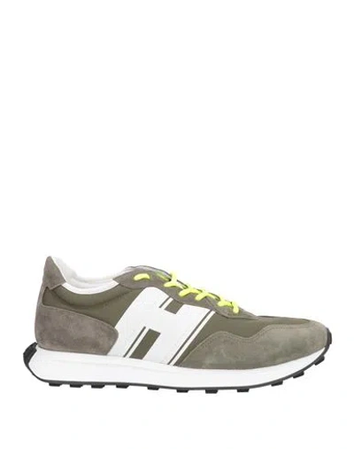 Hogan Man Sneakers Military Green Size 9 Leather, Textile Fibers