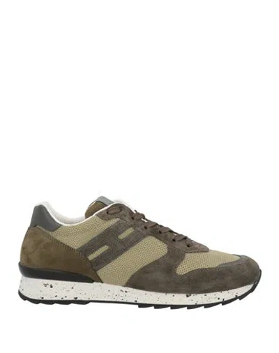 Hogan Man Sneakers Military Green Size 9 Leather, Textile Fibers