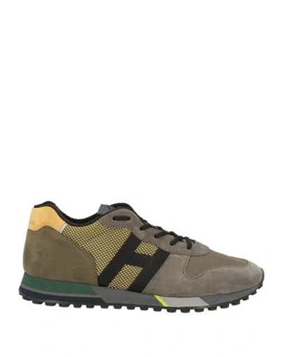 Hogan Man Sneakers Military Green Size 8 Leather, Textile Fibers