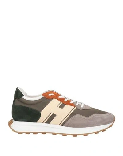 Hogan Man Sneakers Military Green Size 8.5 Leather, Textile Fibers