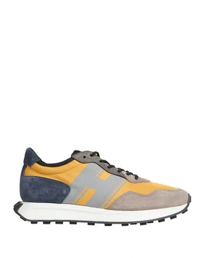Hogan Man Sneakers Mustard Size 7 Leather, Textile Fibers