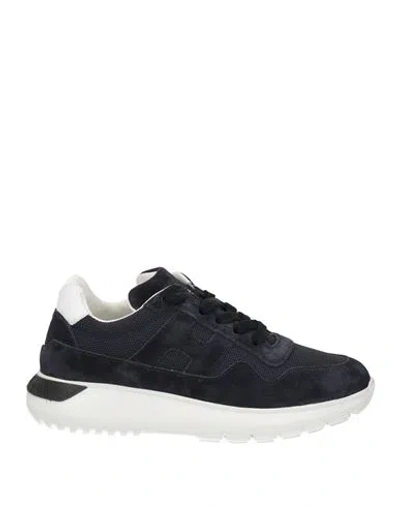 Hogan Man Sneakers Navy Size 3y Leather, Textile Fibers In Navy Blue