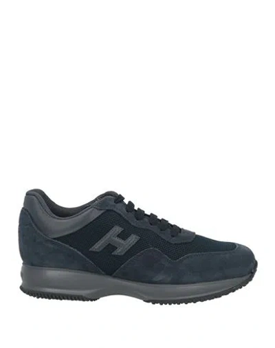 Hogan Man Sneakers Navy Blue Size 7.5 Soft Leather, Textile Fibers