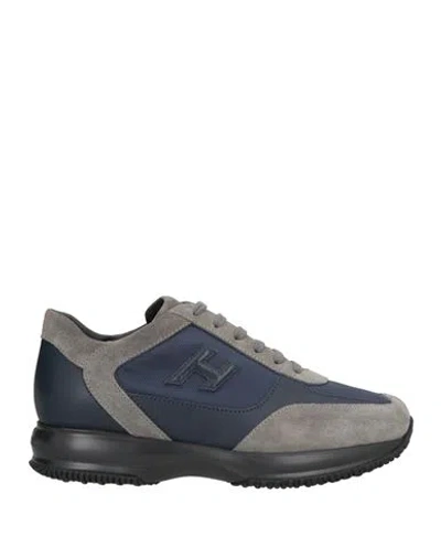 Hogan Man Sneakers Navy Blue Size 8.5 Leather, Textile Fibers