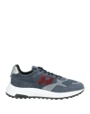 Hogan Man Sneakers Navy Blue Size 9 Leather In Gray