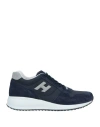 Hogan Man Sneakers Navy Blue Size 10.5 Leather, Textile Fibers