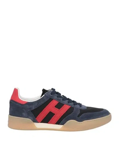 Hogan Man Sneakers Navy Blue Size 8 Leather, Textile Fibers