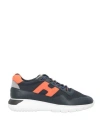 Hogan Man Sneakers Navy Size 8.5 Leather, Textile Fibers In Navy Blue