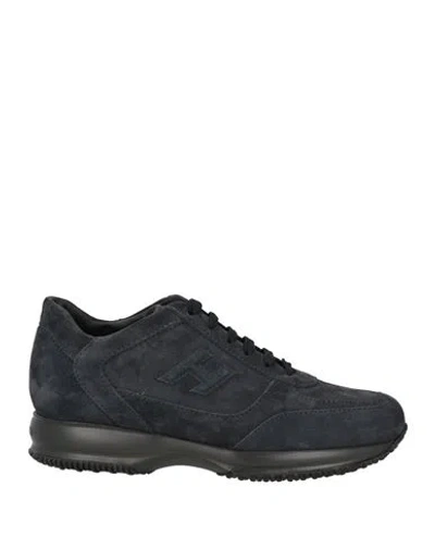 Hogan Man Sneakers Navy Size 7.5 Leather, Textile Fibers In Navy Blue