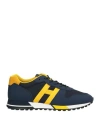 Hogan Man Sneakers Navy Size 9 Leather, Textile Fibers In Navy Blue