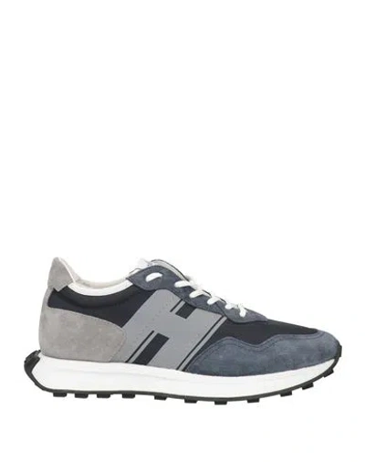Hogan Man Sneakers Navy Size 9 Leather, Textile Fibers In Navy Blue