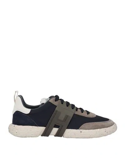 Hogan 3r Man Sneakers Navy Size 8.5 Leather, Textile Fibers In Navy Blue