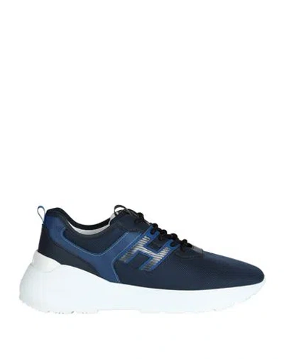 Hogan Man Sneakers Navy Blue Size 9 Polyester, Calfskin, Polyurethane