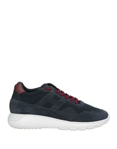 Hogan Man Sneakers Navy Size 6.5 Leather, Textile Fibers In Navy