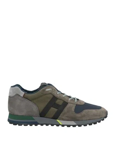 Hogan Man Sneakers Navy Size 8 Leather, Textile Fibers In Blue