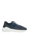 Hogan Man Sneakers Navy Size 8.5 Leather, Textile Fibers In Blue