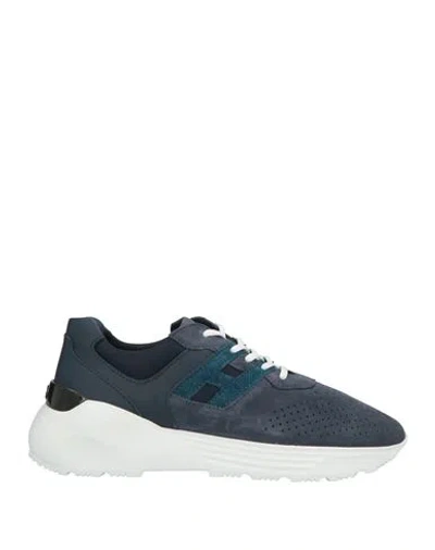 Hogan Man Sneakers Navy Size 8.5 Leather, Textile Fibers In Blue