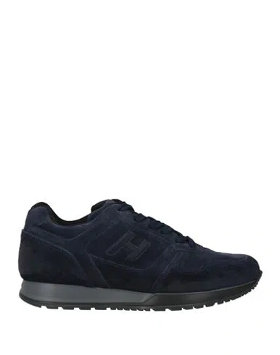 Hogan Man Sneakers Navy Size 8.5 Leather, Textile Fibers In Navy Blue