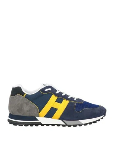 Hogan H86run Man Sneakers Navy Size 9 Leather, Textile Fibers