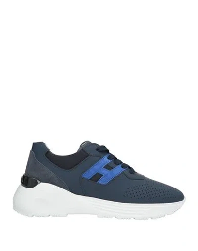 Hogan Man Sneakers Navy Size 9 Leather, Textile Fibers In Blue