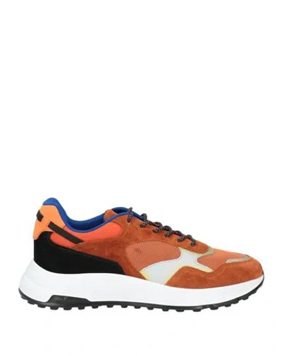 Hogan Man Sneakers Orange Size 8.5 Leather, Textile Fibers