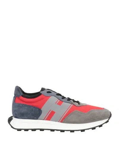 Hogan Man Sneakers Red Size 8 Leather, Textile Fibers