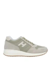 Hogan Man Sneakers Military Green Size 8.5 Textile Fibers, Leather In Sage Green
