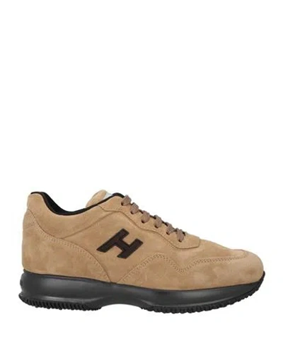 Hogan Man Sneakers Sand Size 9 Leather In Beige