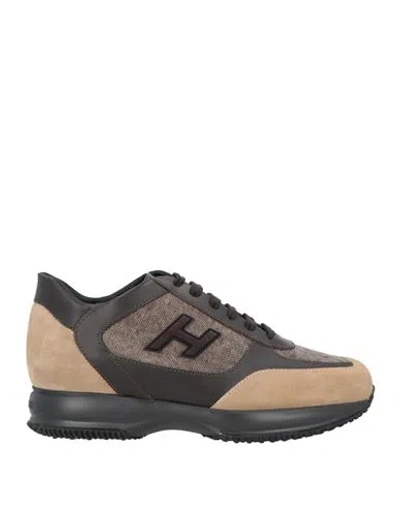 Hogan Man Sneakers Sand Size 9 Textile Fibers, Leather In Beige