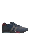 Hogan Man Sneakers Slate Blue Size 14 Leather, Textile Fibers