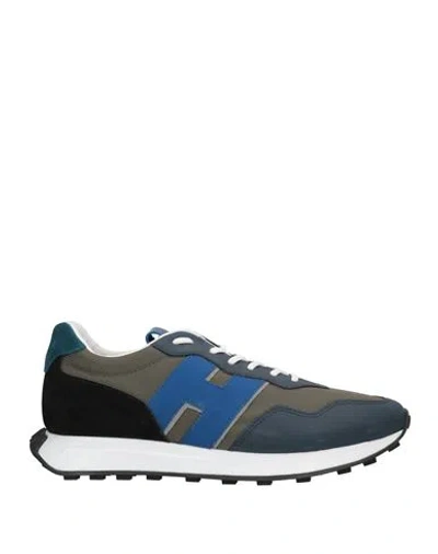 Hogan Man Sneakers Slate Blue Size 6.5 Leather, Textile Fibers