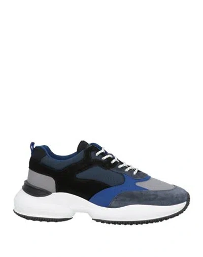 Hogan Man Sneakers Slate Blue Size 7.5 Leather, Textile Fibers