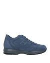 Hogan Man Sneakers Slate Blue Size 8.5 Soft Leather In Blue