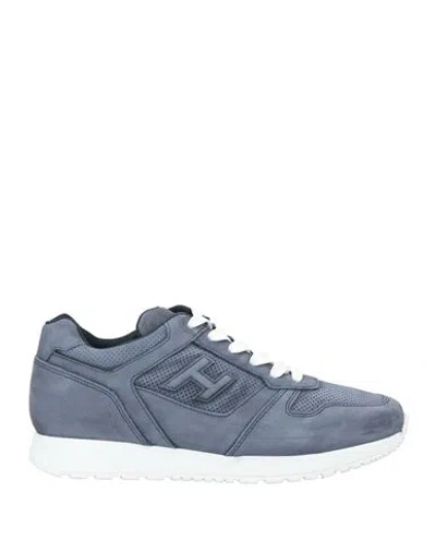 Hogan Man Sneakers Slate Blue Size 9 Leather In Blue
