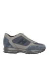 Hogan Man Sneakers Slate Blue Size 9 Leather, Textile Fibers