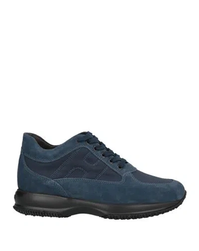 Hogan Man Sneakers Slate Blue Size 7.5 Leather, Textile Fibers