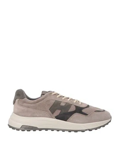 Hogan Man Sneakers Taupe Size 7.5 Leather In Grey